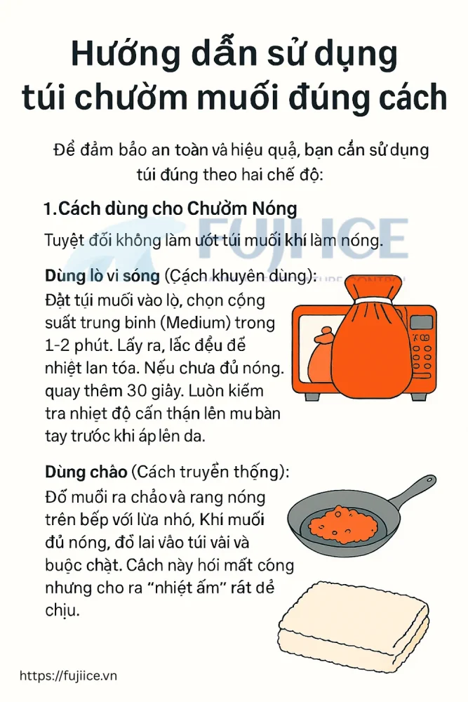 Hướng dẫn sử dụng túi chườm muối nóng đúng cách