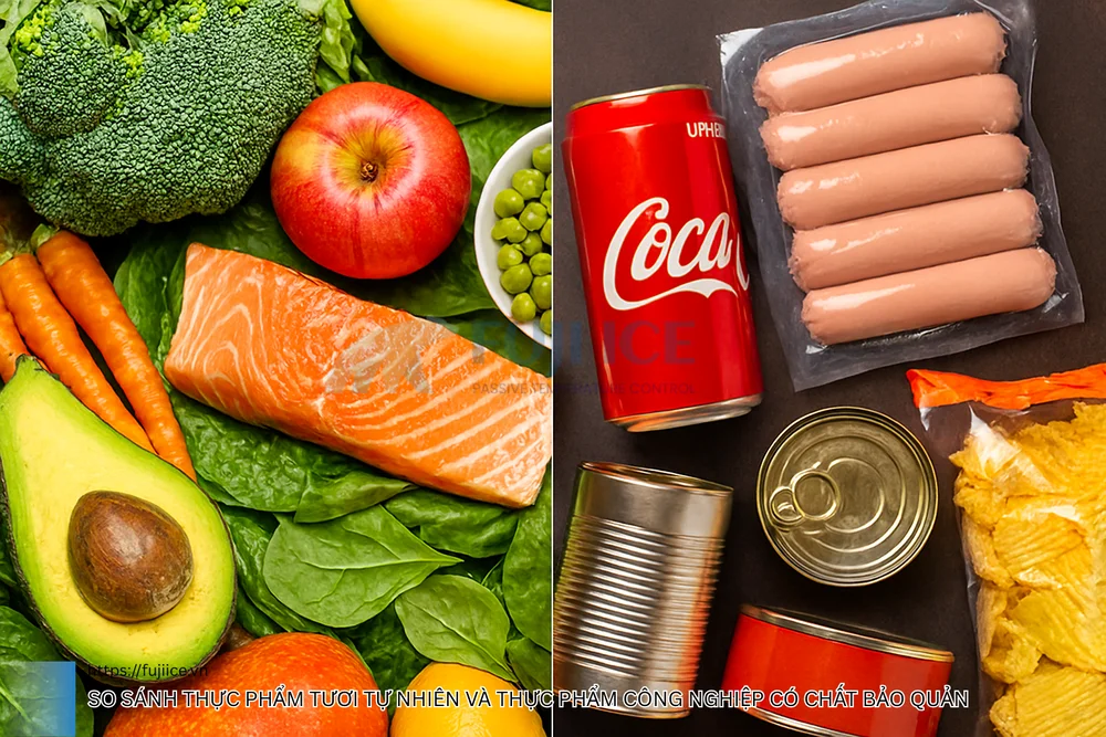So sánh thực phẩm tươi tự nhiên và thực phẩm công nghiệp có chất bảo quản