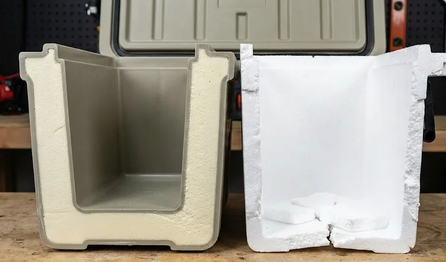 Tuyệt Chiêu Chọn Mua Thùng Đựng Đá Giữ Nhiệt "Siêu Lâu" Từ Chuyên Gia 2 Cấu tạo thùng đựng đá với lớp cách nhiệt PU Foam dày giúp giữ lạnh lâu