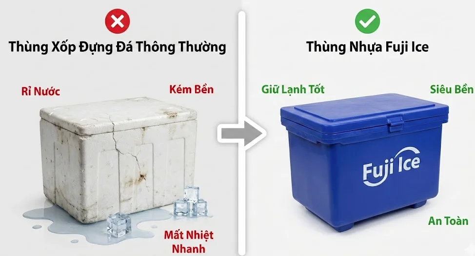 Thùng nhựa giữ lạnh: Giải pháp bảo quản nhiệt độ tối ưu cho thực phẩm và y tế 2 so sánh thùng nhựa giữ lạnh và thùng xốp