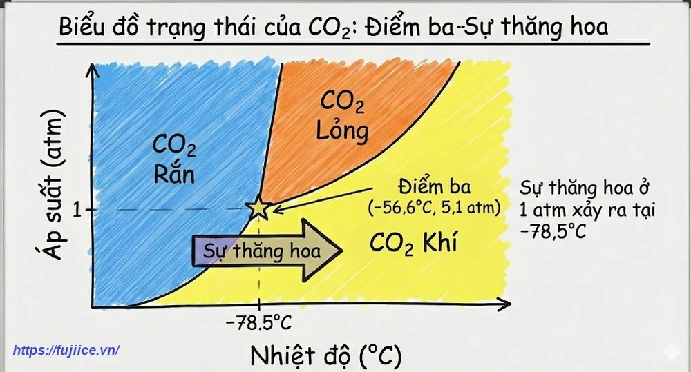 CO2 Rắn (Đá Khô): Tổng Quan Khoa Học Và Ứng Dụng Thực Tiễn Trong Chuỗi Lạnh 1 Quá trình thăng hoa của CO2 rắn giúp hàng hóa luôn khô ráo