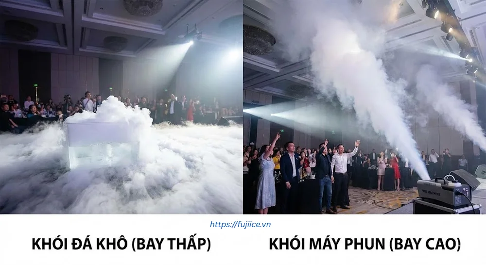 Tạo Khói Bằng Đá Khô: Nghệ Thuật Thăng Hoa & Hướng Dẫn An Toàn Từ Chuyên Gia 1 So sánh hiệu ứng tạo khói bằng đá khô và máy phun khói sân khấu