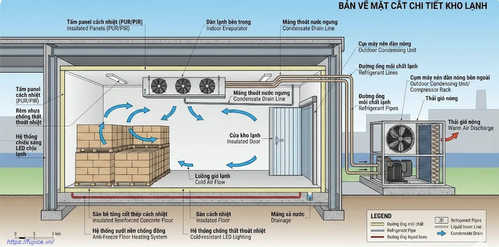 Kho Lạnh 2 Bản vẽ mặt cắt chi tiết kho lạnh