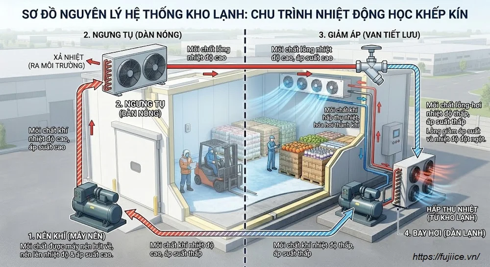 Hệ Thống Kho Lạnh Là Gì? Cấu Tạo Và Sơ Đồ Nguyên Lý Hoạt Động Chi Tiết 3 Sơ đồ nguyên lý hệ thống kho lạnh
