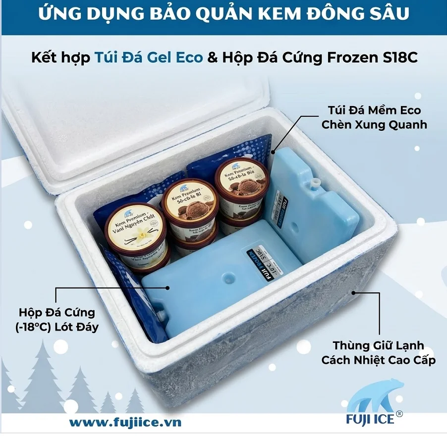Kho Lạnh Bảo Quản Kem: Tiêu Chuẩn Thiết Kế & Giải Pháp Tối Ưu Chuỗi Lạnh 4 Ứng dụng đá gel fuji ice bảo quản kem
