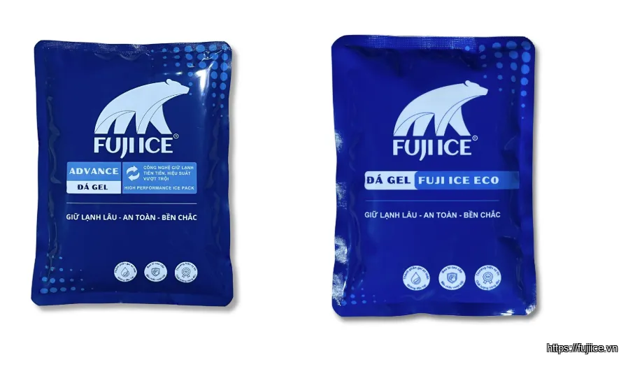 Hình ảnh thực tế của túi đá gel Fuji Ice Advance và Fuji Ice Tiêu Chuẩn