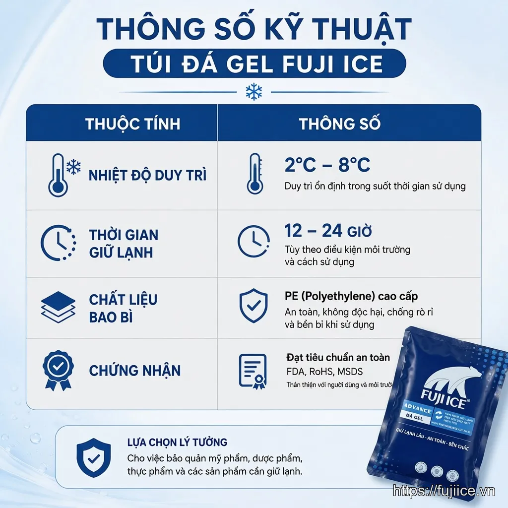Hình ảnh cận cảnh sản phẩm Túi Đá Gel Fuji Ice chuyên dụng để bảo quản lạnh.