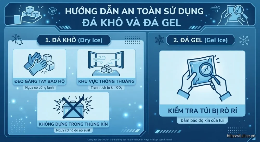 so sánh đá gel và đá khô - Cảnh Báo An Toàn Bắt Buộc Khi Sử Dụng